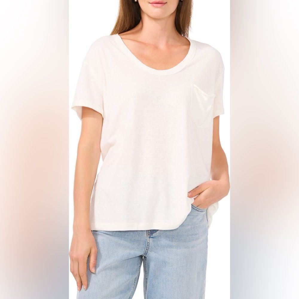 NWOT 1STATE White Short Sleeve Slub Tee XL